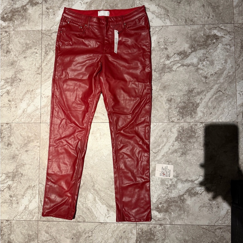 Faux leather Red Men's Pants
